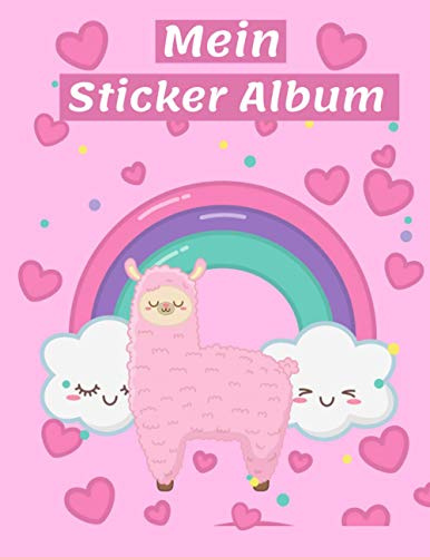 Mein Stickeralbum: Nettes Lama-leeres Aufkleber-Album zum Sammeln von Aufklebern, großes Geschenk für Mädchen 3 - 8 Jahre, 120 Seiten ohne Silicon 8,5 x 11