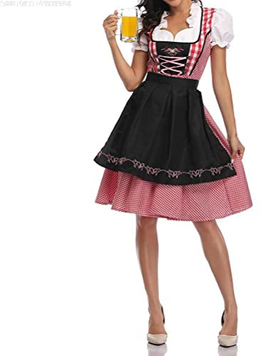 Oktoberfest-dräkt kvinnor i nationell stil, för ölfestival, jungfrudräkt för Oktoberfest, dirndl-klänning med förkläde, hembiträde, uniform, dräkt
