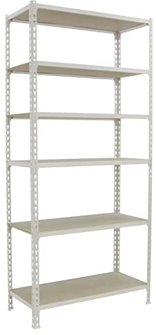 PROREGAL Schwerlastregal Giant MULI | HxBxT 250x80x30cm | 6 Fachböden | Fachlast 150kg | Weiß | Lagerregal Kellerregal Werkstattregal Metallregal Fachbodenregal Steckregal