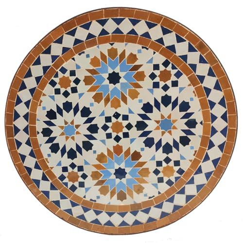 Casa Moro Mosaiktisch Rund – Gartentisch Terrassentisch Fliesentisch | Balkontisch, Beistelltisch Aus Marrakesch Marokko Ø 45 cm
