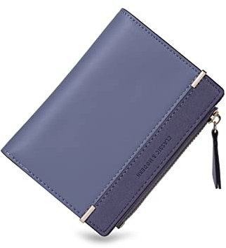 CHAOFANXI Damen Geldbeutel Geldbörse mit Klein und im Kurzformat Portemonnaie Damen, aus Glattem und Weichem PU Leder Portemonnaie Kleine Brieftasche Geldbörse Für Frauen,Blau