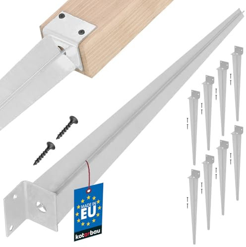 KOTARBAU® 8er Set Pfostenträger zum Einschlagen L 60 x 500 mm Idealer Träger für Konstruktionen Verzinkt