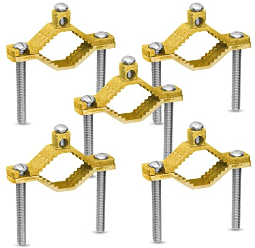 OhLectric Hochleitfähigkeits-Erdungsrohrschelle – 5/16-18 Schraubgewinde, aus Kupfer, Erdungselektroden mit Rohrschelle verbindet, nicht-direkte Erdungsrohrschelle, 3,8 cm - 5,1 cm Rohrreihe, 5 Stück