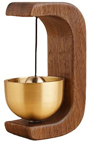 Tuzsocr Campanelli in legno massello in rame puro,Campanelli eolici in stile giapponese,Campanello magnetico a vento,Decorazione da parete da appendere, per frigorifero campanello (Noce nero)