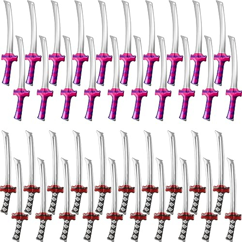 Fahacop 40 Pack 30 Inch Inflatable Samurai Swords Blow Up Ninja Sword Inflatable Katana Toy for Pool Swimming Party Supplies, 2 Colors