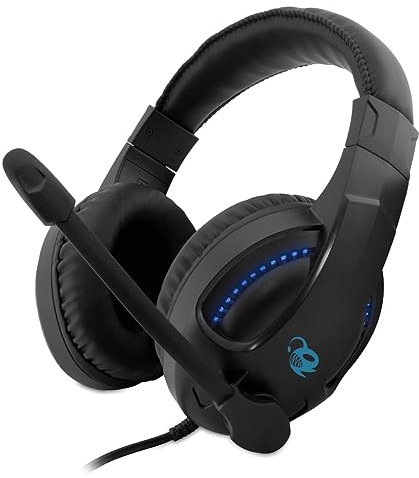 DeepGaming Casque Gaming avec Microphone Flexible, Prise Jack 3,5 mm, lumières LED avec USB, Compatible avec PS4, PS5, PC, Switch, Xbox Series. Noir