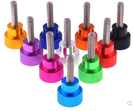 5 Stück M4 x 8 bis 50 Gewinde Bunte Aluminium-Kopf-Edelstahl-Schritt-Hand-Rändelschraube (Color : M4X10, Size : Light Blue)