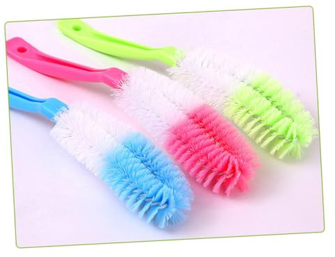 Mobestech Flexible Bottle Cleaning Brush Nylon Bristles for Water Bottles Cups Tumblers and Wine Glasses Non-toxic Plastic Design Random Color