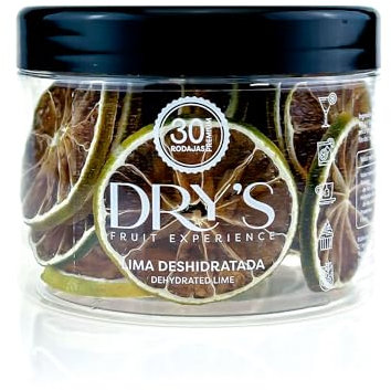 Lima Deshidratada. 30 Rodajas Premium de Lima Deshidratada para Cócteles y Bebidas. – 100% Natural/Sin Azúcar Añadido (60 gr.) Decoración Comestible, Repostería, Navidad, Infusiones, Té.