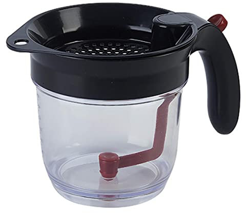 Fettabscheider, 1000 ml Abs Soße Fetttrenner, transparenter Fettabscheider mit Bodenabgabe, Küchenfetttrenner, abnehmbares Lebensmittelsieb, Fetttrennbecher für Fettsoßenöl