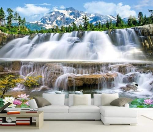 Jungle Waterfalltv 3D Hd Wallpaper Decoración Del Hogar Sala De Estar Habitación De Invitados Equipo Impermeable En Pared Pintado Papel Tapiz 3D Decoración Dormitorio Fotomural Sala Mural-430cm×300cm