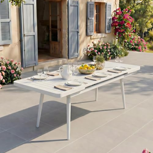 IDIMEX Gartentisch Sunny, weiß - Outdoor Tisch ausziehbar bis 200cm, pulverbeschichtetes Aluminiumgestell, wetterfest & UV-beständig, ideal für Garten und Terrasse