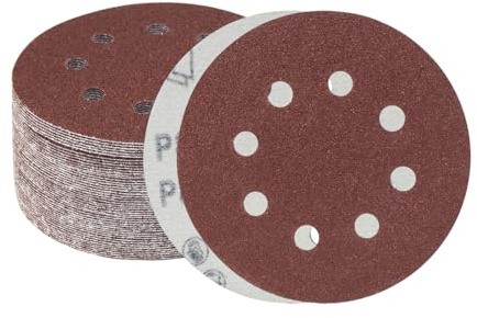 Meccion 125mm Discos de Lija 50 Piezas Grano 40 Lija Circular con 8 Agujeros Papel de Lija para Lijadora orbital Aleatoria