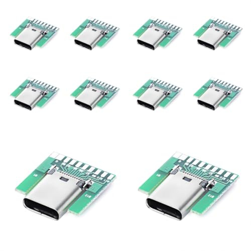 chenyang 10 PACK USB C DIY Anschluss USB 3.1 Typ C 24Pin Buchsenanschluss Reparatur Ersatz Lötadapter mit Leiterplatte