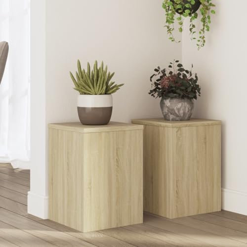 Somanki Pflanzenständer 2 STK. Sonoma-Eiche 25x25x35 cm Holzwerkstoff, Pflanzentreppe Outdoor, Kräutertreppe, Blumenständer, Blumenleiter Draußen, Kräutertopf Garten - 852908