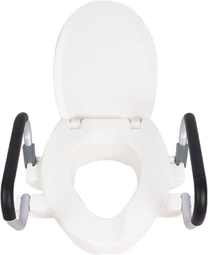Sedile WC rialzato con bracciolo e Coperchio, Sedile WC rialzato di 10 cm con Coperchio, Sedile Standard, Sicurezza per Il Bagno, disabili e Anziani.