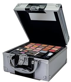 bonvoyage, 24-Piece Makeup Kit For Eyes, Lips, And Face, With Eyeshadows, Lipsticks, Highlighter, Bronzer, and More, Accessories Included, Travel In Colour