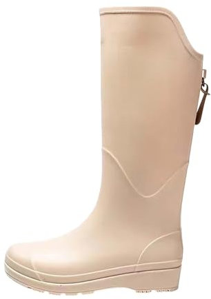 Botas de lluvia largas para mujer, estilo casual, para exteriores, a la moda, informales, para sofá, botas de lluvia, beige, 38.5 EU