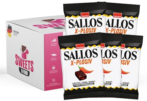 Sallos - 5er Pack scharfe Lakritzbonbons | verschiedene Sorten | Deutsche Qualität, ideal als Geschenkbox (5x Sallos X-Plosiv)