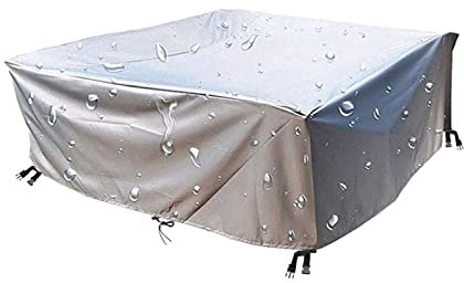 Wasserdichte Gartenmöbelabdeckung für Outdoor-Rattan-Möbel, 420D, robuster Schutz, passend für 212-Sitzer-Würfel, Sofa, Bartisch, Bistro-Set, Silbergrau, 400 x 320 x 75 cm