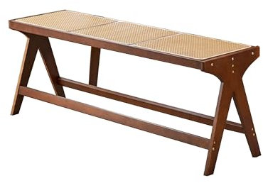 Rattan-Essbank, Sitz für Eingangsbereich, Schlafzimmer, Küche, schmale Bauernhaus-Innenbank mit armlosem Design für Esszimmer, Flur, 123,4 cm lang