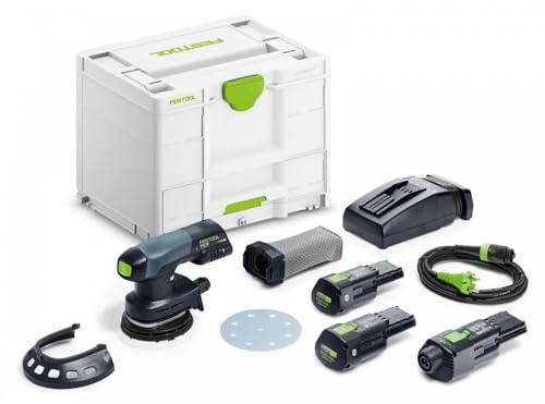 Festool ETSC 125 Cordless Random Orbit Sander 18 V, 3.0 Ah I-Set | Brushless EC-TEC motor, Bluetooth battery, PROTECTOR guard, Systainer – 125 mm sanding pad