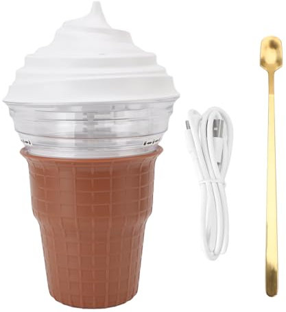 DIY Ice Cream Maker, Plug en 5V, Machine de Yogourt Congelée au Sorbet Maison avec Recettes pour Débutants, Matériau ABS PP, Contrôle des Bouton