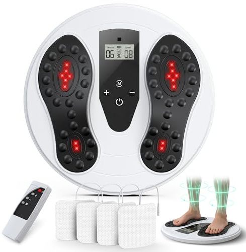 Neu 3-IN-1 Durchblutungs-Stimulator Beine mit 660 + 850 NM Infrarot-Rotlichttherapie,EMS & TENS Fußmassagegerät mit 4 Elektrodenpads,Verbesserung der Blutzirkulation und Schmerzlinderung