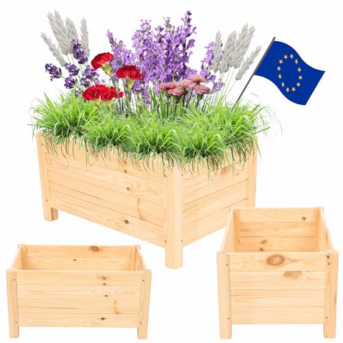 MODO24 Blumenkasten Holz Pflanzkübel Kiefer 31x60x40 cm, Natur | FSC-Zertifizierte Blumenkästen & Pflanzkübel mit Rankhilfe, Dekorativer Pflanzkasten & Rankgitter Garten, Terrasse & Balkon