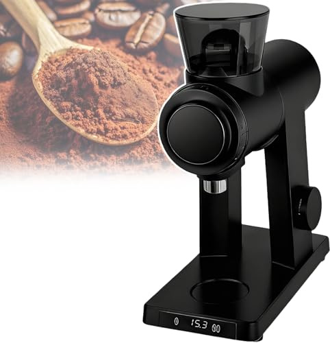 vnmudzeo Moulin à Café à éPaisseur RéGlable, 16 RéGlages De Mouture, Meule Plate en Acier Inoxydable De 60 Mm, Machine à Expresso Professionnelle 300 W Miller Black