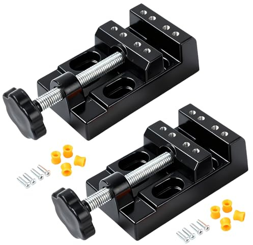 Weciau Schraubstock Klein, 2 Stück 57mm Paralleltisch Mini Schraubstock, Universal Klein Bohrmaschine Tischschraubstock für Schmuck Handwerk, Armband Dekoration Diy