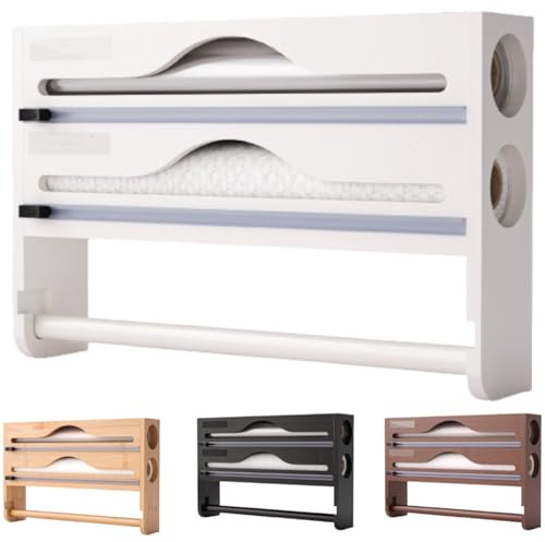 Générique Distributeur Aluminium Et Film Alimentaire avec Porte Sopalin Cuisine, Derouleur Film Alimentaire, Distributeur Papier Aluminium et Film, Support de Rangement pour Mural/Tiroir de Cuisine