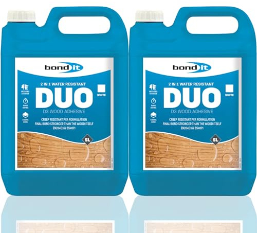 Bond It DUO 2 in 1 Strong Wood Glue Adhesive 2 Pack (5L Each) – Strong Waterproof PVA Wood Glue for Interior & Exterior Use