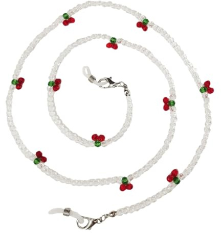 JEWEDECO Catena Occhiali Portatile con Perline e Ciliegi Multifunzionale Antismarrimento per Sport e Outdoor Accessorio Pratico e Resistente per Mascherine e Occhiali da Sole