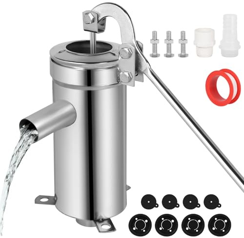 DBREAKS Pompa manuale per acqua in acciaio inossidabile, pompa da giardino per pozzi fino a 10 m di profondità, per case, giardini domestici, cortili, stagni