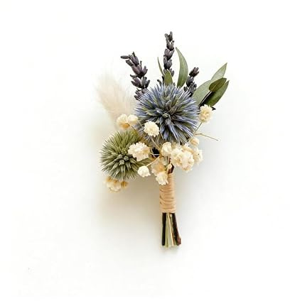 Waltonalice 2 stycken brotsch brudgum bröllop knapphålsblomma torkade blommor brudgum knapphålsblomma knapphålsblomma för brud gäster best man brudgummar handgjord bukett 9#