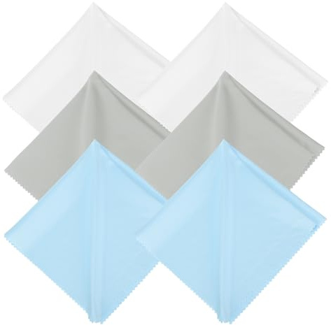 sourcing map 6 Pcs Microfiber Record Cleaning Cloth, 30 x 30cm Anti-Static Microfiber Towels Lint-Free Cleaner for LP Record Vinyl Glasses TV Screen Laptop, White/Light Blue/Gray