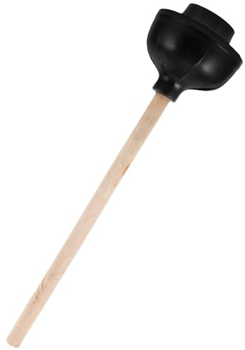 JEWEDECO Sturalavandini per WC in Gomma Naturale Doppio Strato con Manico Ergonomico in Legno, Stantuffo per Bagno ad Alta Resistenza, Sbloccante per Scarichi per Casa, Ufficio e Hotel