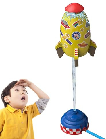 Rocket Water Sprinkler For Kids | Outdoor Rocket Water Pressure Lift Sprinkler Toy | 360 Rotary Cartoon Sprinklers Rockets Ship, Fun Interaction In Garden Lawn Waters Spray Toys For Kids