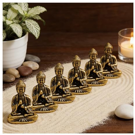 FunFlare 6 Pcs Mini Buddha Figures，Small Buddha Statue