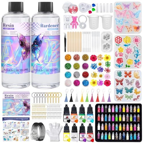 TOSUTO Resina Epossidica Trasparente Kit Principianti 512ml - Rapporto 1:1 Colla Resina Epoxy con Indurente per Creazione Gioielli Fai da Te, Legno, Decorazioni, Resina per Creazioni