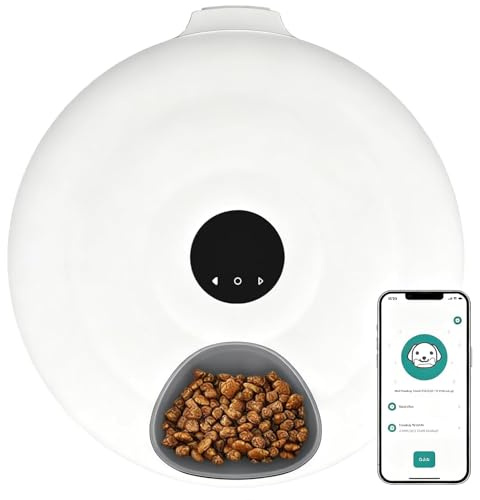 MoraRise Automatic Cat Feeder, 6 Meals Cat Wet & Dry Food Dispenser with Timer, Rechargeable Automatic Pet Feeder with WIFI, App Control, 2 Ice Packs Included (White)