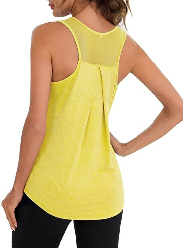 Terecey Athletic Gym Tops for Women UK Sleeveless Mesh Back Gym Vest | Round Neck, UPF 50+ Sun Protection, Breathable, Quick Dry, Loose Fit, Wide Shoulder Straps, For Gym Yoga Pilates and Travel