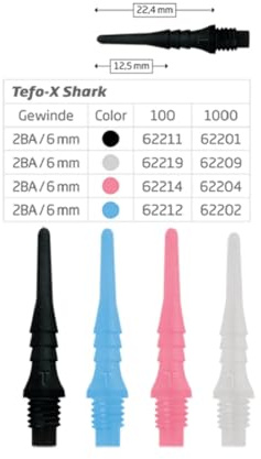 Bull's Tefo-X Shark Soft Tips 2BA / 6 mm 100 Stück Spitzen Qualität Softspitzen
