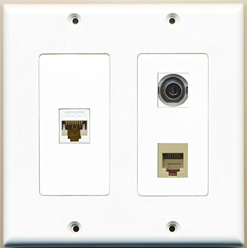 RiteAV Telefonanschluss, RJ11 RJ12, 1 Port 3,5 mm, 1 Port, Cat6 Ethernet, 2-fach, Weiß