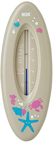 NUK Badethermometer für sicheres Baden, natürliche Messflüssigkeit aus Rapsöl, Made in Germany, 1 Stück, grau