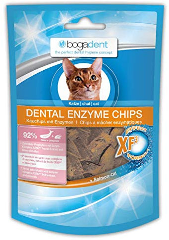 bogar, Bogadent Dental Sticks Katze, Zahnstocher für Hygiene und Gesundheit, Katzensnacks für die Katzen Zahnpflege, Schmackhafte Chips, Mit Fisch, Fleisch, Früchten und Mineralien, 50 g