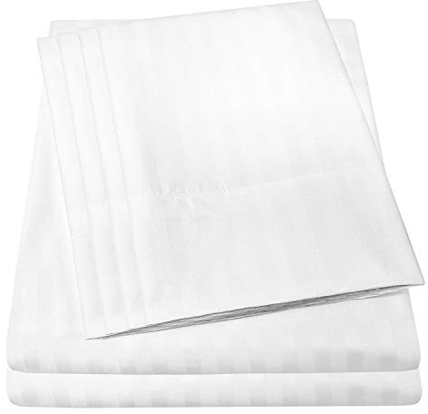 Sweet Home Collection Full Size Bed Sheets - 6 Piece 1500 Supreme Collection Fine Brushed Microfiber Deep Pocket Full Sheet Set Bedding - 2 Extra Pillow Cases, Great Value, Dobby White
