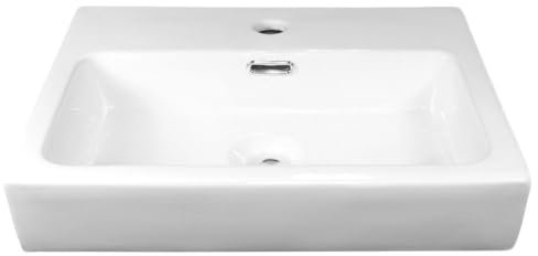 NEG Waschbecken Uno66H (eckig) Hänge-Waschschale/Waschtisch (weiß) mit flachem Rand und Nano-Beschichtung