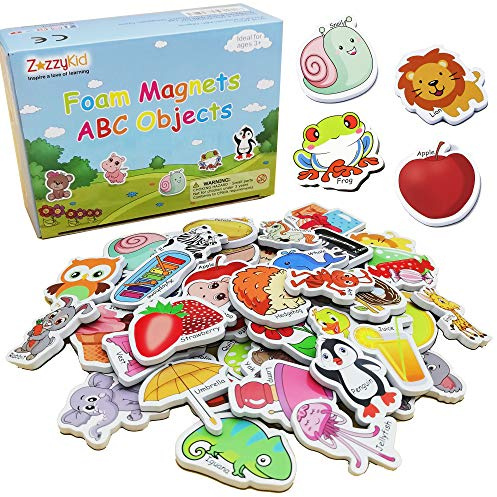 ZazzyKid Magnetische Schaumstoffobjekte für Kinder: 52 ABC Alphabet Spielzeugmagnete für die Früherziehung